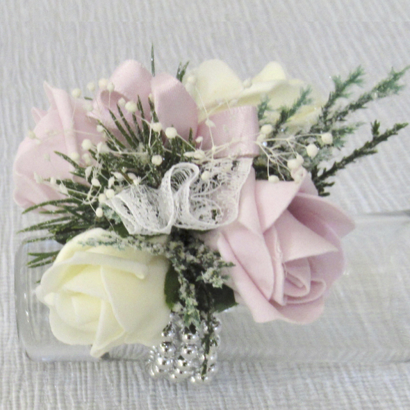 Pink & Cream Flower Girl Wrist Corsage